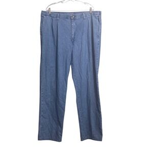 Lee Mens Relaxed Fit Pleated Denim Jeans Blue Straight Leg 42x34 Vintage Style